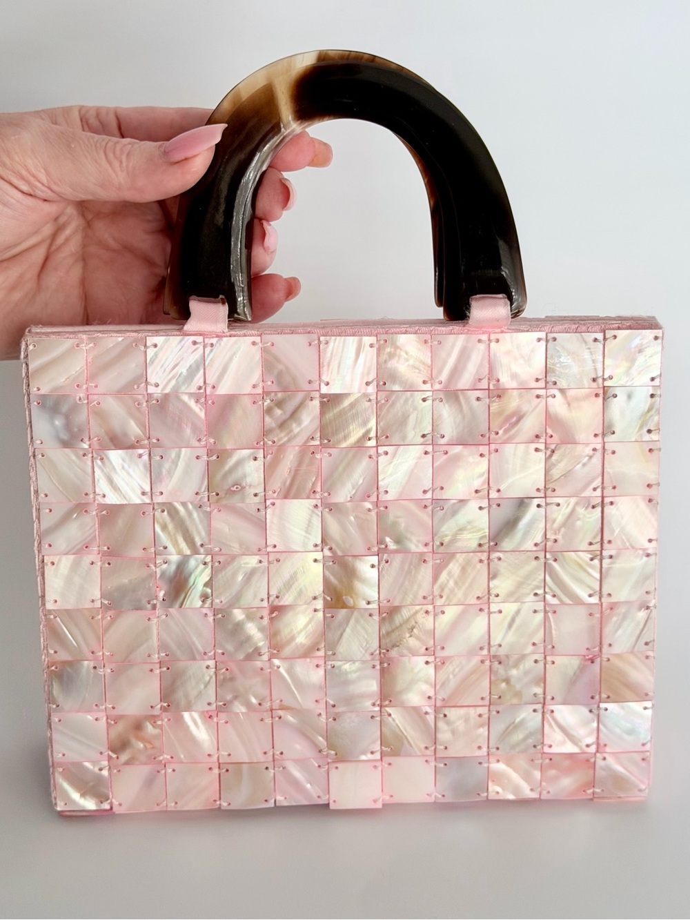 Pink Mother-of-Pearl Mini Top-Handle Bag